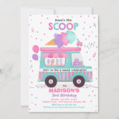 アイスクリームの誕生日パーティー アイスクリームトラックの誕生日 招待状 (正面)