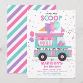 アイスクリームの誕生日パーティー アイスクリームトラックの誕生日 招待状