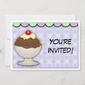 アイスクリームの誕生日パーティー・パステルカラーの日除けサンデー 招待状 (裏面)