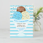 アイスクリームの誕生日パーティー 青 招待状 (スタンド正面)