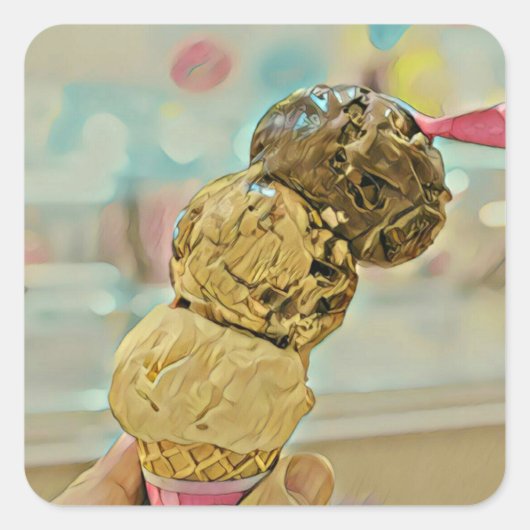 アイスクリームの誕生日プレゼント スクエアシール (正面)