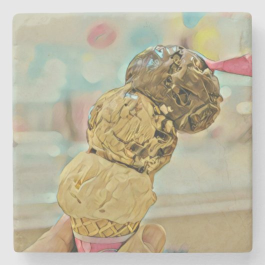 アイスクリームの誕生日プレゼント ストーンコースター (正面)