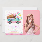 アイスクリームの誕生日写真招待状 招待状 (正面)