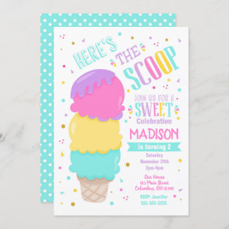 アイスクリームの誕生日招待状　スイートなセレブレーション 招待状