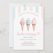 アイスクリームの誕生日招待状:秘密のスイーツタイム! 招待状 (正面)