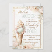 アイスクリームの誕生日。レトロなアイスクリームパーティー 招待状 (正面)