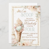 アイスクリームの誕生日。レトロなアイスクリームパーティー 招待状 (正面/裏面)