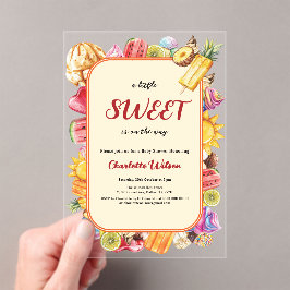 アイスクリームの赤ちゃんシャワーの途中に少し甘い アクリル招待状
