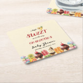 アイスクリームの赤ちゃんシャワーの途中に少し甘い スクエアペーパーコースター (アングル)