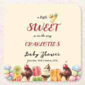 アイスクリームの赤ちゃんシャワーの途中に少し甘い スクエアペーパーコースター (正面)