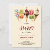 アイスクリームの赤ちゃんシャワーの途中に少し甘い 招待状 (正面)