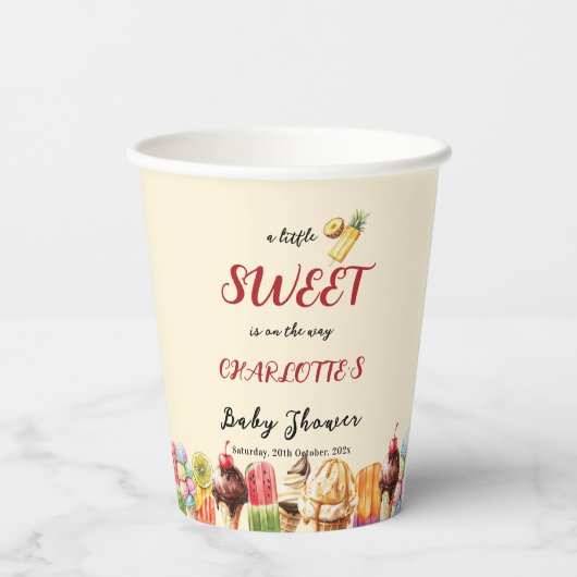 アイスクリームの赤ちゃんシャワーの途中に少し甘い 紙コップ (裏面)