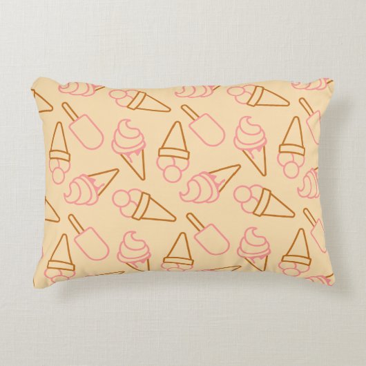 アイスクリームの輪郭がかわいい夏の食べ物 アクセントクッション (正面)