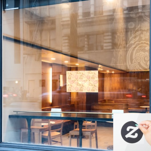 アイスクリームの輪郭がかわいい夏の食べ物 ウィンドウサイン (カフェ窓)