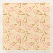 アイスクリームの輪郭がかわいい夏の食べ物 ガラスコースター (正面)