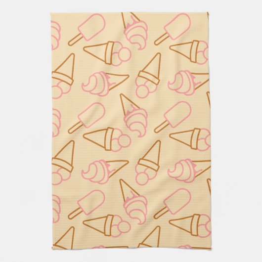 アイスクリームの輪郭がかわいい夏の食べ物 キッチンタオル (縦)