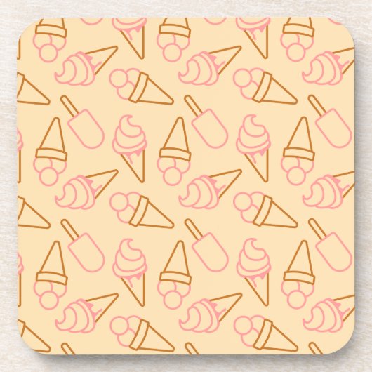 アイスクリームの輪郭がかわいい夏の食べ物 コースター (正面)