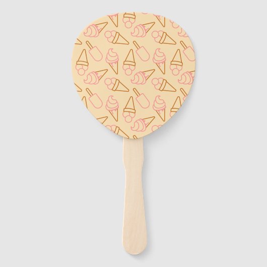 アイスクリームの輪郭がかわいい夏の食べ物 ハンドファン (正面)