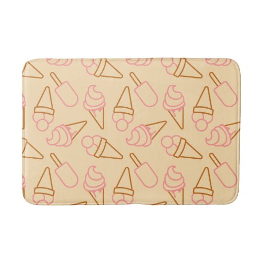 アイスクリームの輪郭がかわいい夏の食べ物 バスマット (正面)
