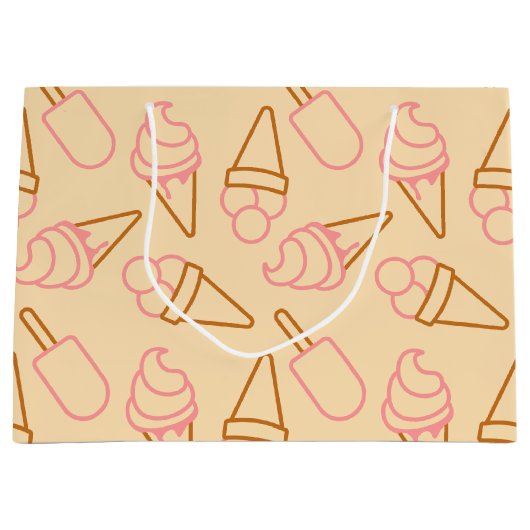 アイスクリームの輪郭がかわいい夏の食べ物 ラージペーパーバッグ (正面)