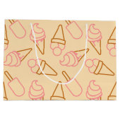 アイスクリームの輪郭がかわいい夏の食べ物 ラージペーパーバッグ (裏面)