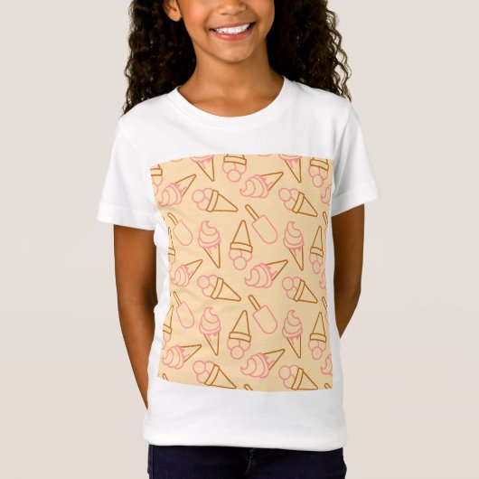 アイスクリームの輪郭がかわいい夏の食べ物 Tシャツ (正面)
