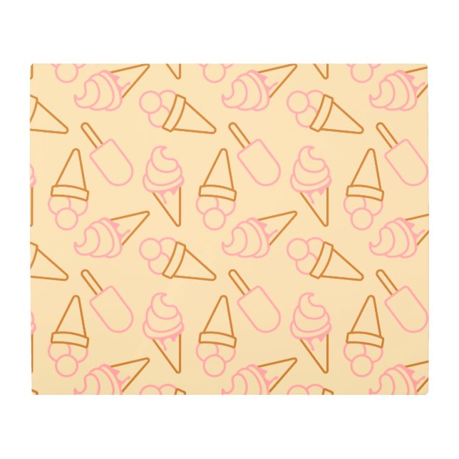 アイスクリームの輪郭が輪郭の可愛い夏の食べ物t メタルプリント (正面)