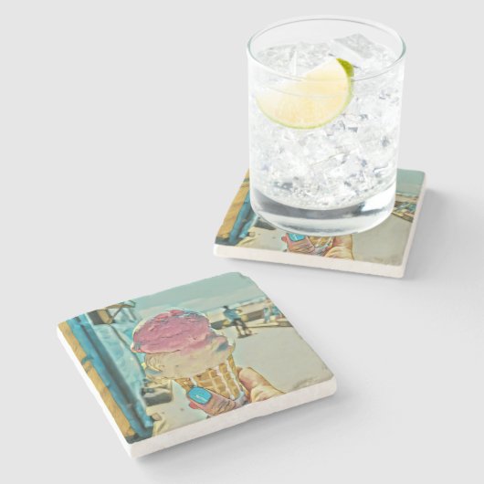 アイスクリームの風味 ストーンコースター (横)