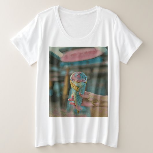 アイスクリームの風味 プラスサイズTシャツ (デザイン正面)
