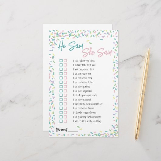 アイスクリームの飾りを使った「彼が言った、彼女が言った」ゲーム 便箋 (正面/裏面インサイチュ)