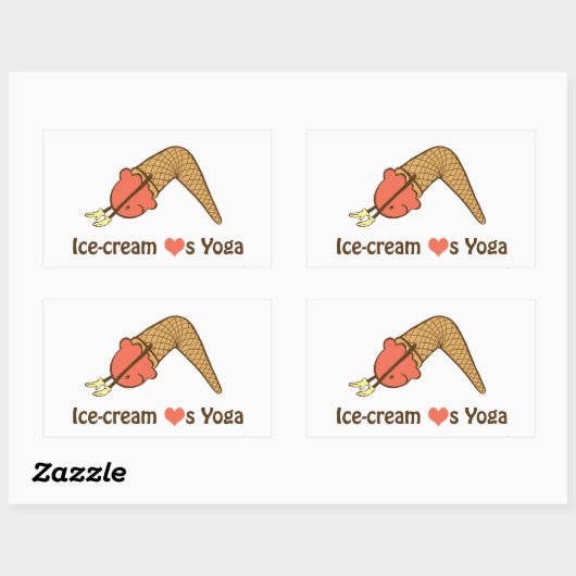 アイスクリームはヨガステッカーが大好き 長方形シール (シート)