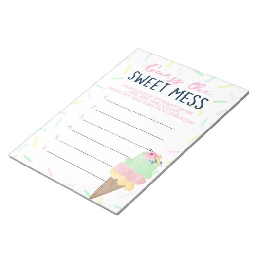 アイスクリームは甘い混乱ゲームの答えを推測 ノートパッド (アングル)