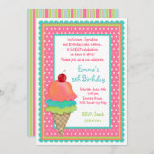 アイスクリームは誕生日の招待状を扱います 招待状 (正面/裏面)