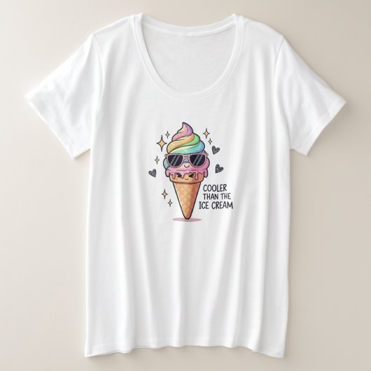 アイスクリームよりクールなダジャレ プラスサイズTシャツ (デザイン正面)