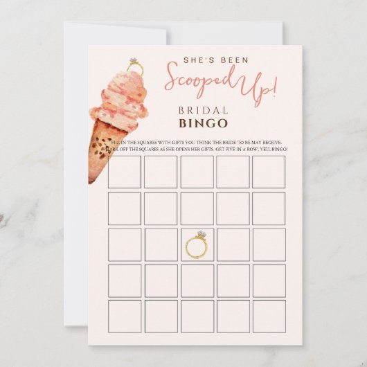 アイスクリームをすくった花嫁ビンゴゲーム 招待状 (正面)