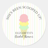 アイスクリームをすくった ブライダルシャワー ラウンドシール (正面)