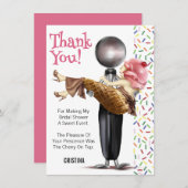 アイスクリームをすくってくれた ブライダルシャワーのお礼 サンキューカード (正面/裏面)