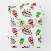 アイスクリームをテーマにした誕生日パーティー ラッピングペーパーシート (インサイチュ)