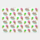 アイスクリームをテーマにした誕生日パーティー ラッピングペーパーシート (正面)