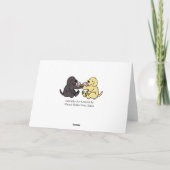 アイスクリームを共有する黒と黄色のラブラドール シーズンカード (裏面)