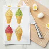 アイスクリームを叫ぶ キッチンタオル (四つ折り)