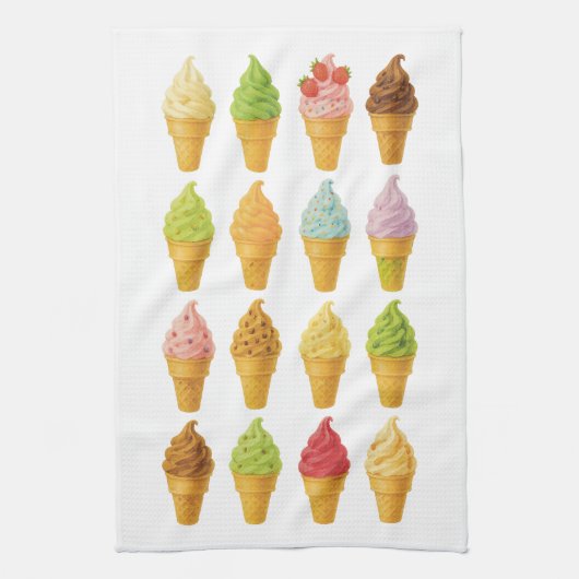 アイスクリームを叫ぶ キッチンタオル (縦)