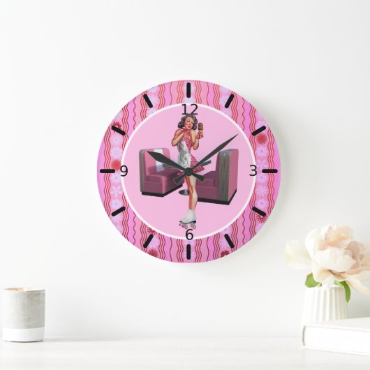 アイスクリームを売る美しいかわいい女の子 ラージ壁時計 (ホーム)