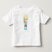 アイスクリームを持った金髪の少年、アイスコーン トドラーTシャツ (正面)