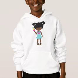 アイスクリームを持つ女の子，アフリカ系アメリカ人の女の子，ドレス