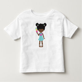 アイスクリームを持つ女の子，アフリカ系アメリカ人の女の子，ドレス トドラーTシャツ