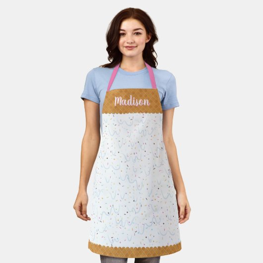 アイスクリームを振りかける エプロン (着用した状態)