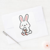 アイスクリームを添えたかわいいバニー スクエアシール (封筒)