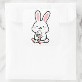 アイスクリームを添えたかわいいバニー スクエアシール (バッグ)