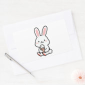 アイスクリームを添えたかわいいバニー 長方形シール (封筒)